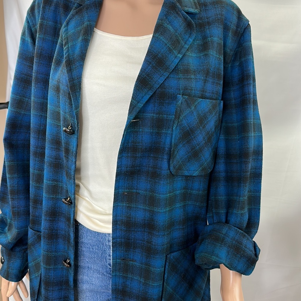 Pendleton Oversized Virgin Wool Dark Plaid Shirt … - image 5